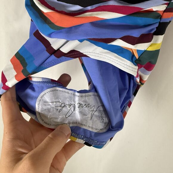 New Anne Cole One Piece Swimsuit Women's 6 Rainbow Striped Pull On Padded - Picture 5 of 10